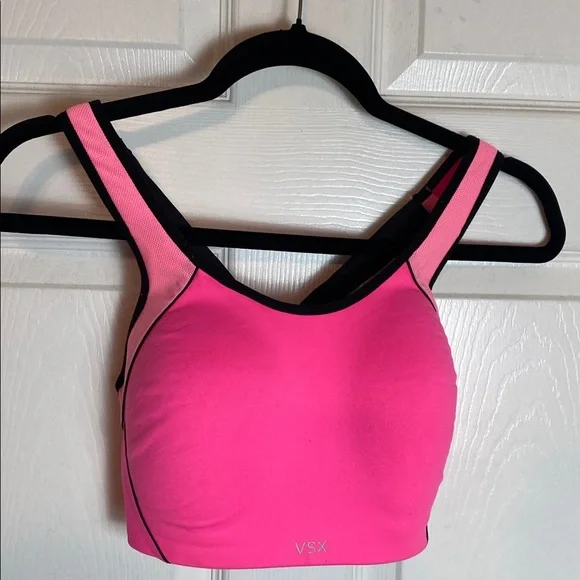 Victoria's Secret VSX Hot Pink and Black Longline Sports Bra - Picture 1 of 7